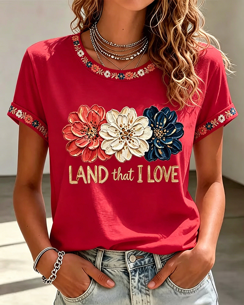250th Anniversary Colorway Flowers Crew Neck Short Sleeve Tshirt