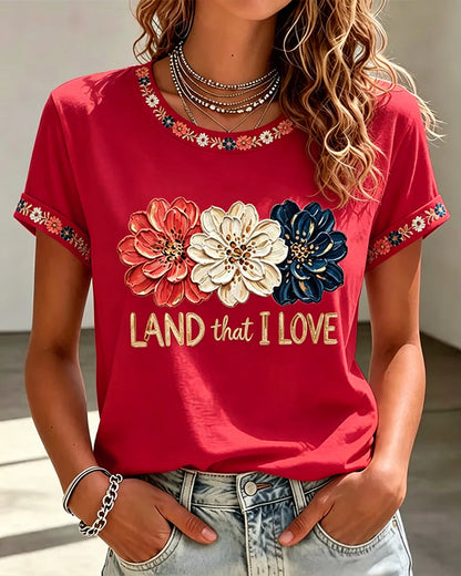 250th Anniversary Colorway Flowers Crew Neck Short Sleeve Tshirt