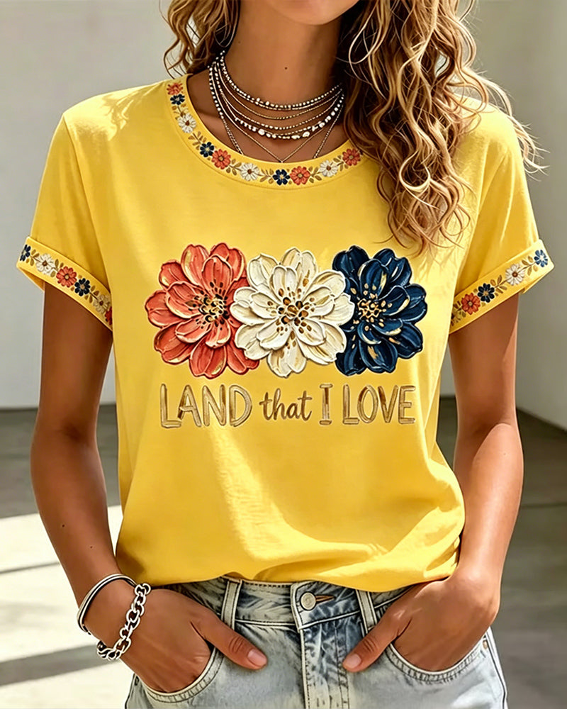 250th Anniversary Colorway Flowers Crew Neck Short Sleeve Tshirt