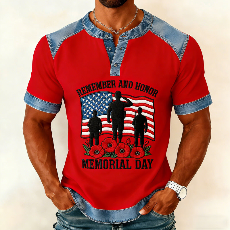 Men's Memorial Day Poppy Art Casual Top