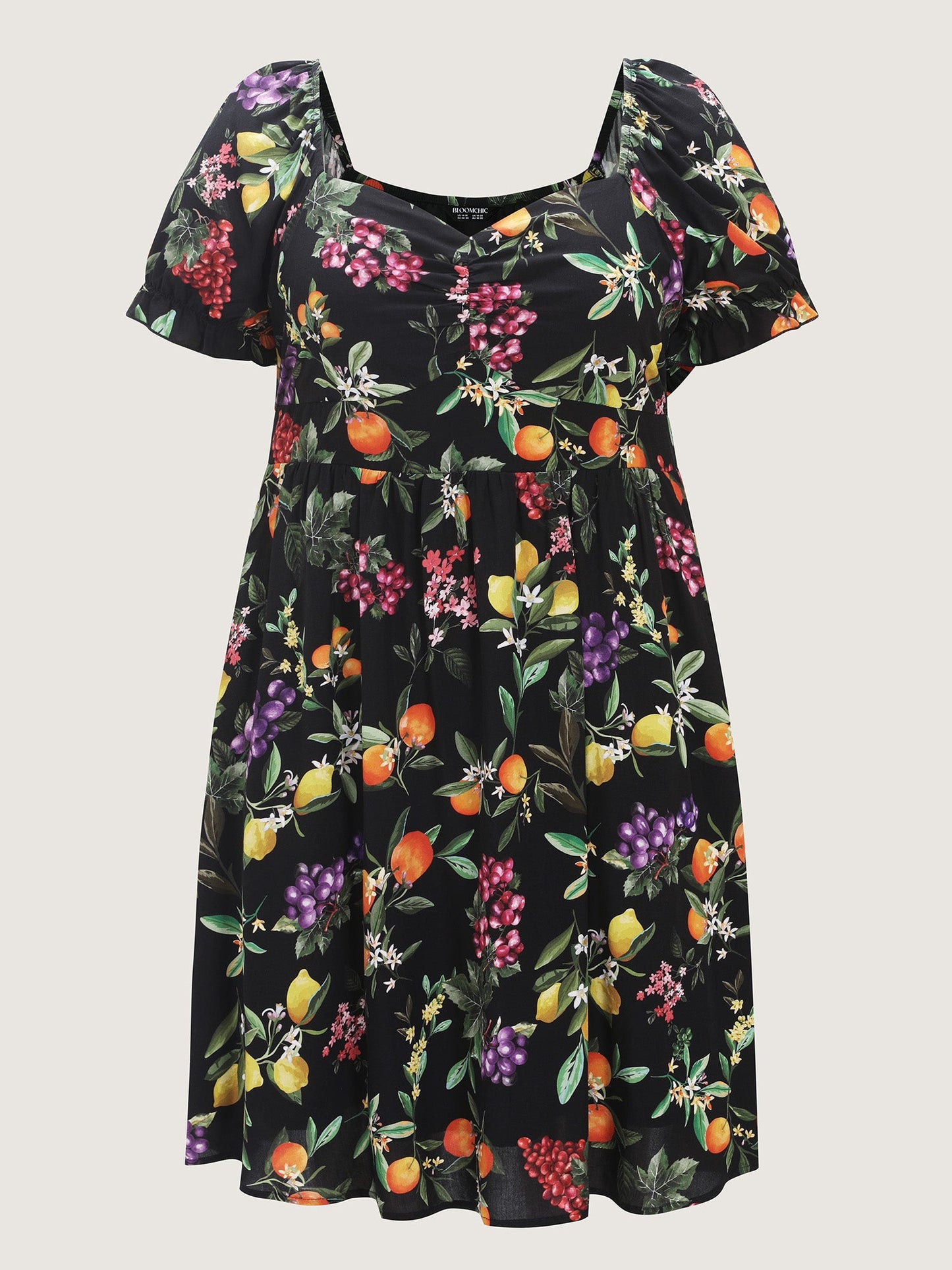 Fruit Print Sweetheart Neckline Mini Dress