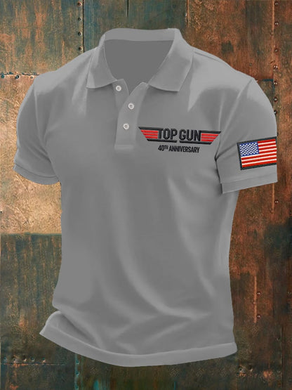 Men's Retro 40th Anniversary Printed Polo Shirt