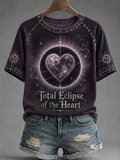 Women's Total Eclipse Of The Heart Print Casual Tee