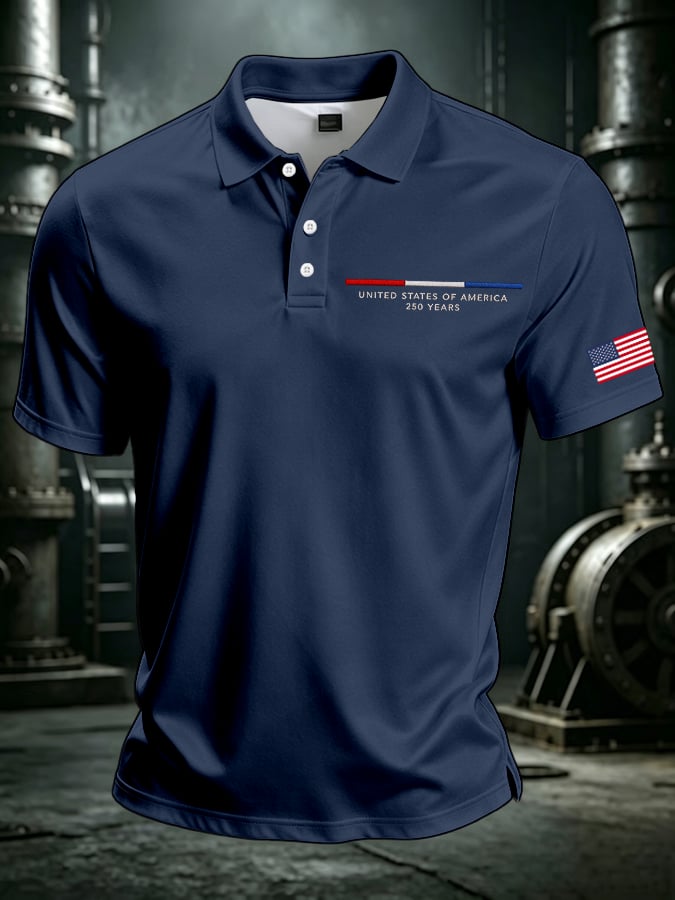 Men's America 250th Anniversary Print Casual Polo Shirt