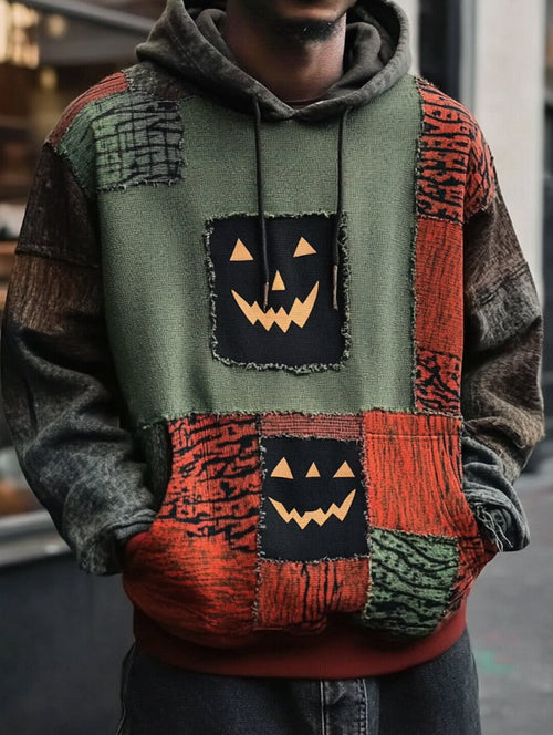 Men's Vintage Casual Halloween Art Hoodie