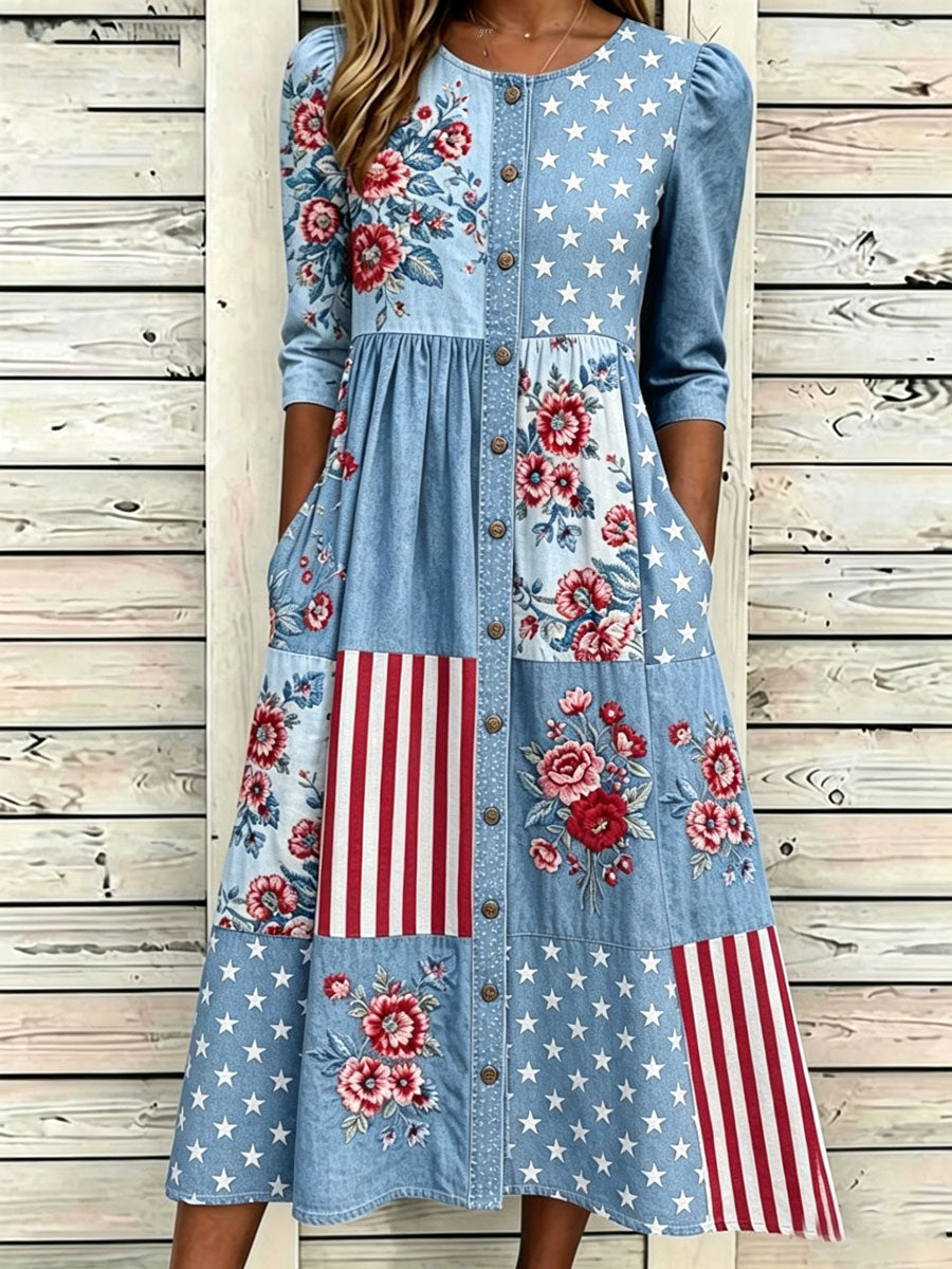 🔥Buy 3 Get 10% Off🔥Women'S Casual American Independence Day Print Art Casual Dress
