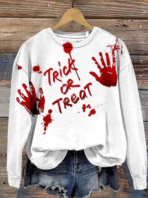Halloween Trick-Or-Treat Print Casual Sweatshirt