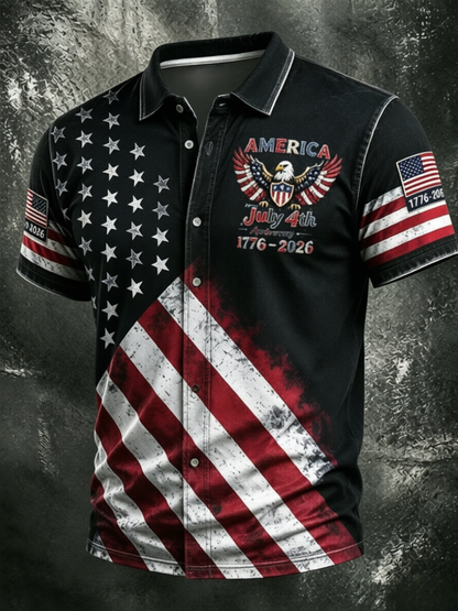 Men'S 250Th Anniversary National Commemorative Casual Printed Shirt