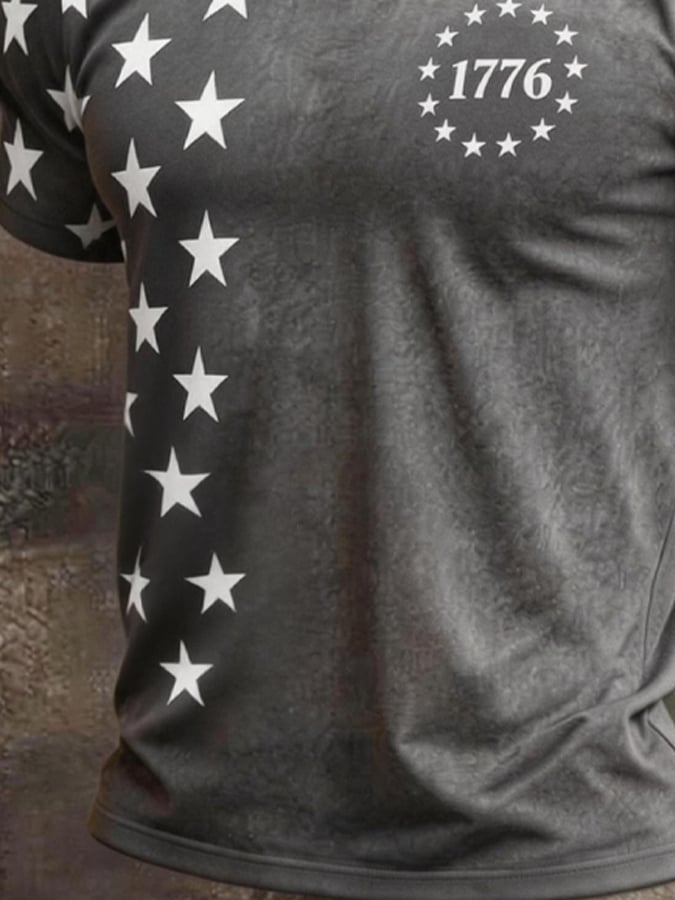 Men's Retro Biker "Route 66" Crew Neck Short-Sleeve T-Shirt