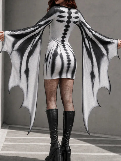 Women'S Halloween Skeleton Printed Casual Dress