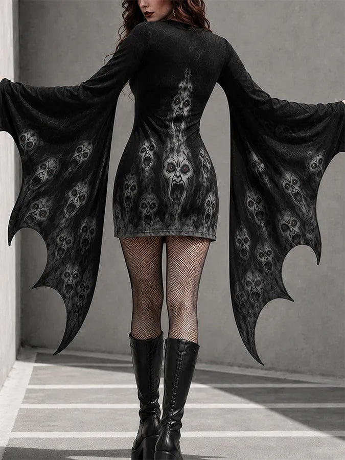 Women'S Halloween Skeleton Printed Casual Dress