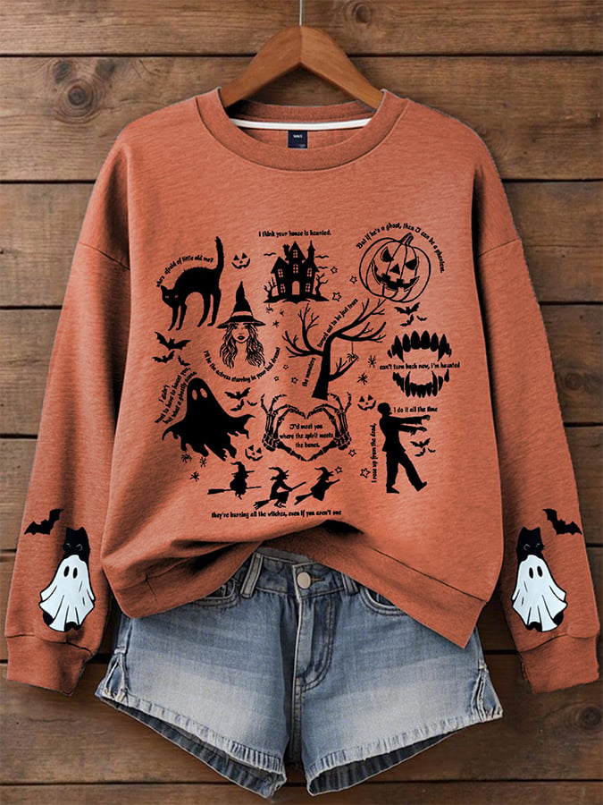 Women's Halloween Print Sweatshirt