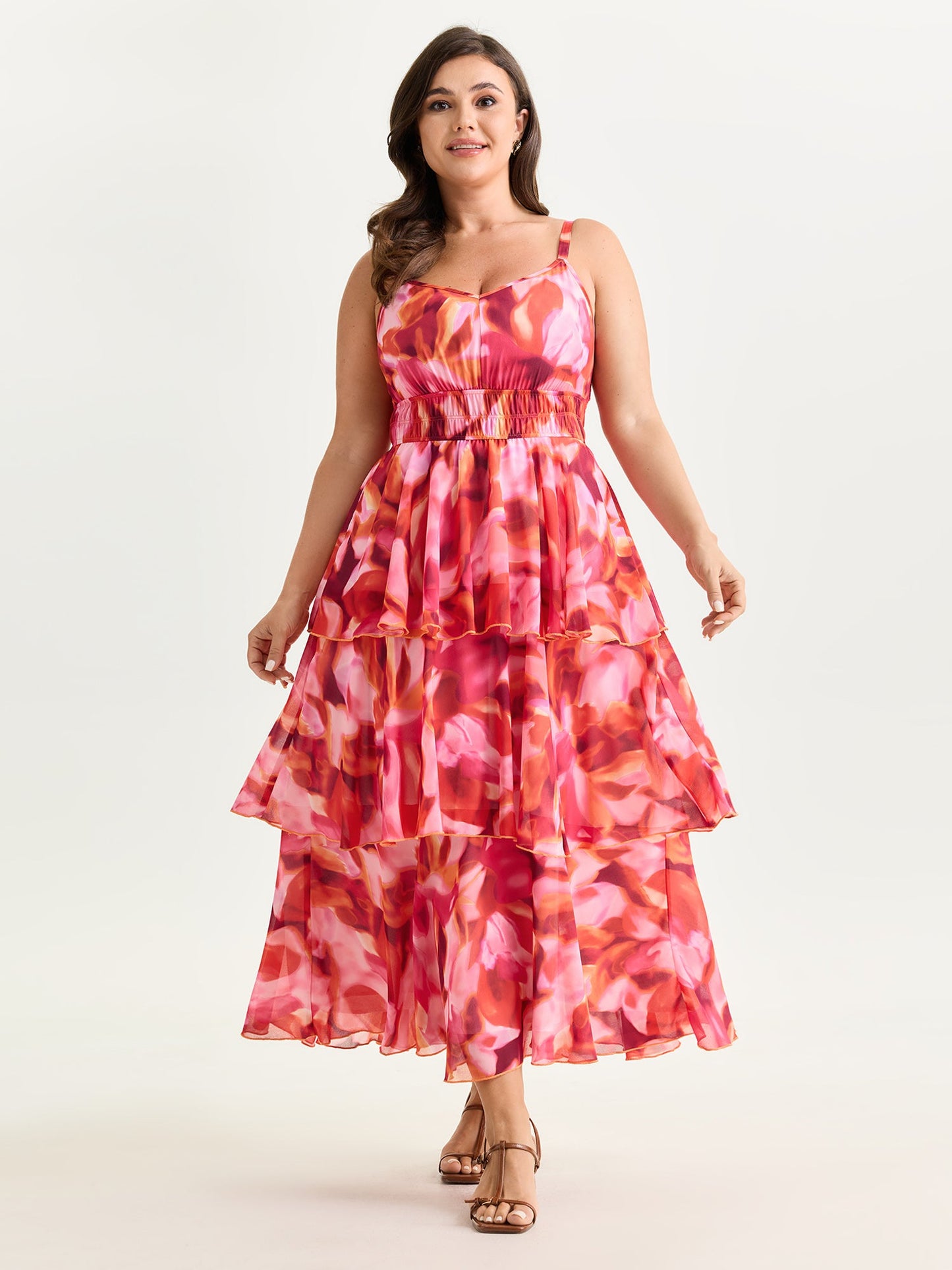 Floral Print Tiered Cami Maxi Dress