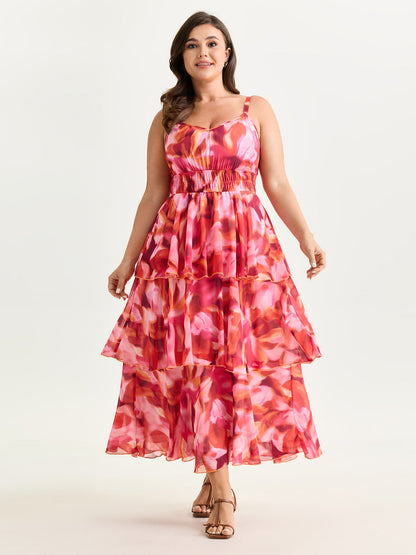 Floral Print Tiered Cami Maxi Dress