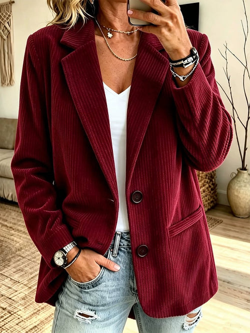 Women's Solid-Color Corduroy Casual Blazer