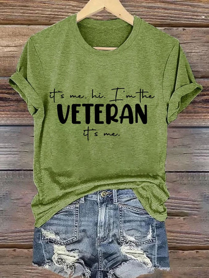 Women's "It's me, hi! I'm the VETERAN it's me" printed T-shirt