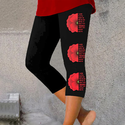 Women's Memorial Day Poppy Art Print Leggings