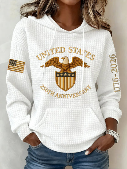 Women'S Casual Hoodie With American 250th Anniversary Print.