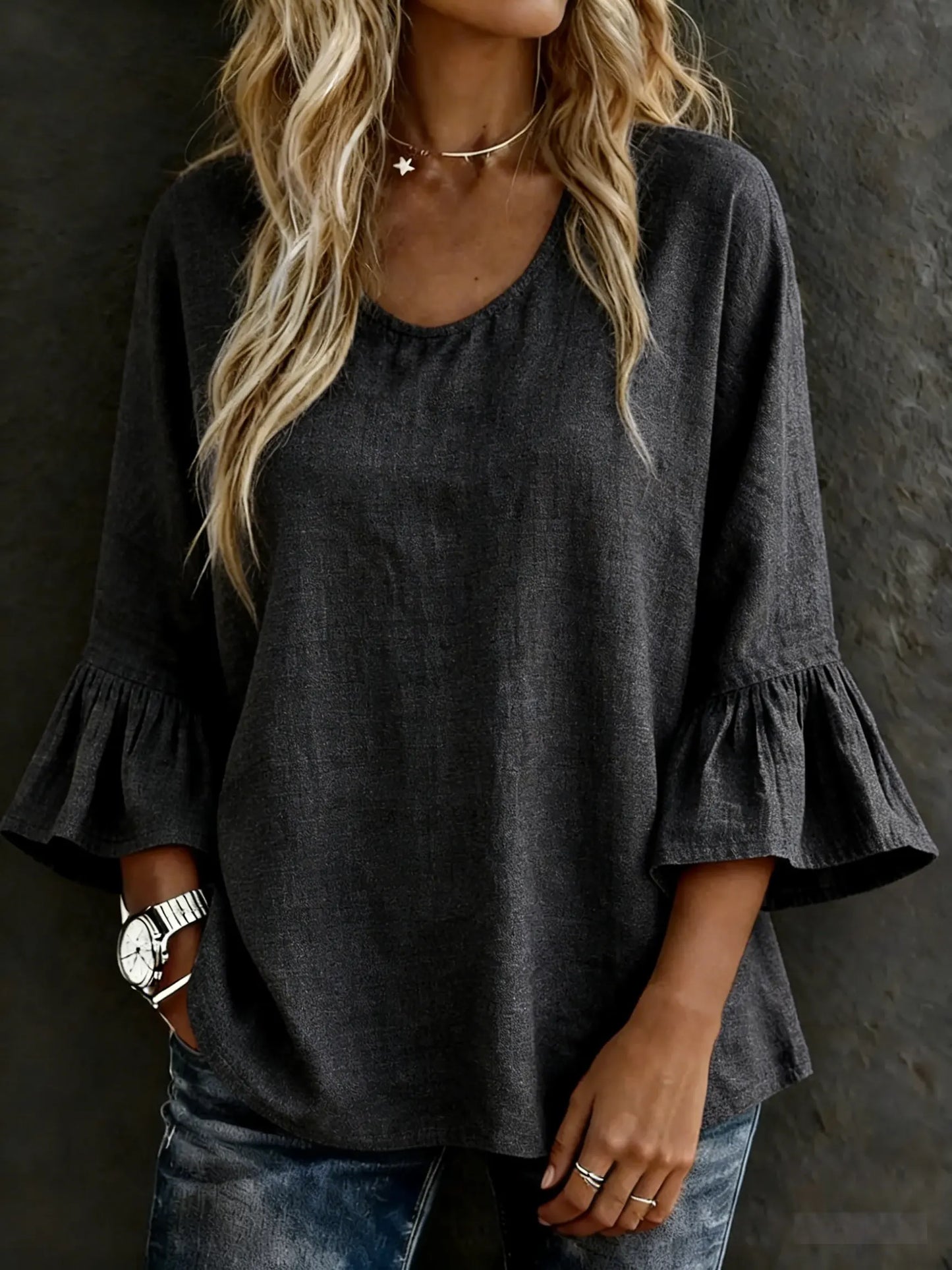 Women's Casual Solid Color Art Prints Cotton Shirt