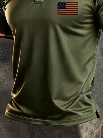 Men's Retro "Patriot" Color-Block Short-Sleeve Polo Shirt