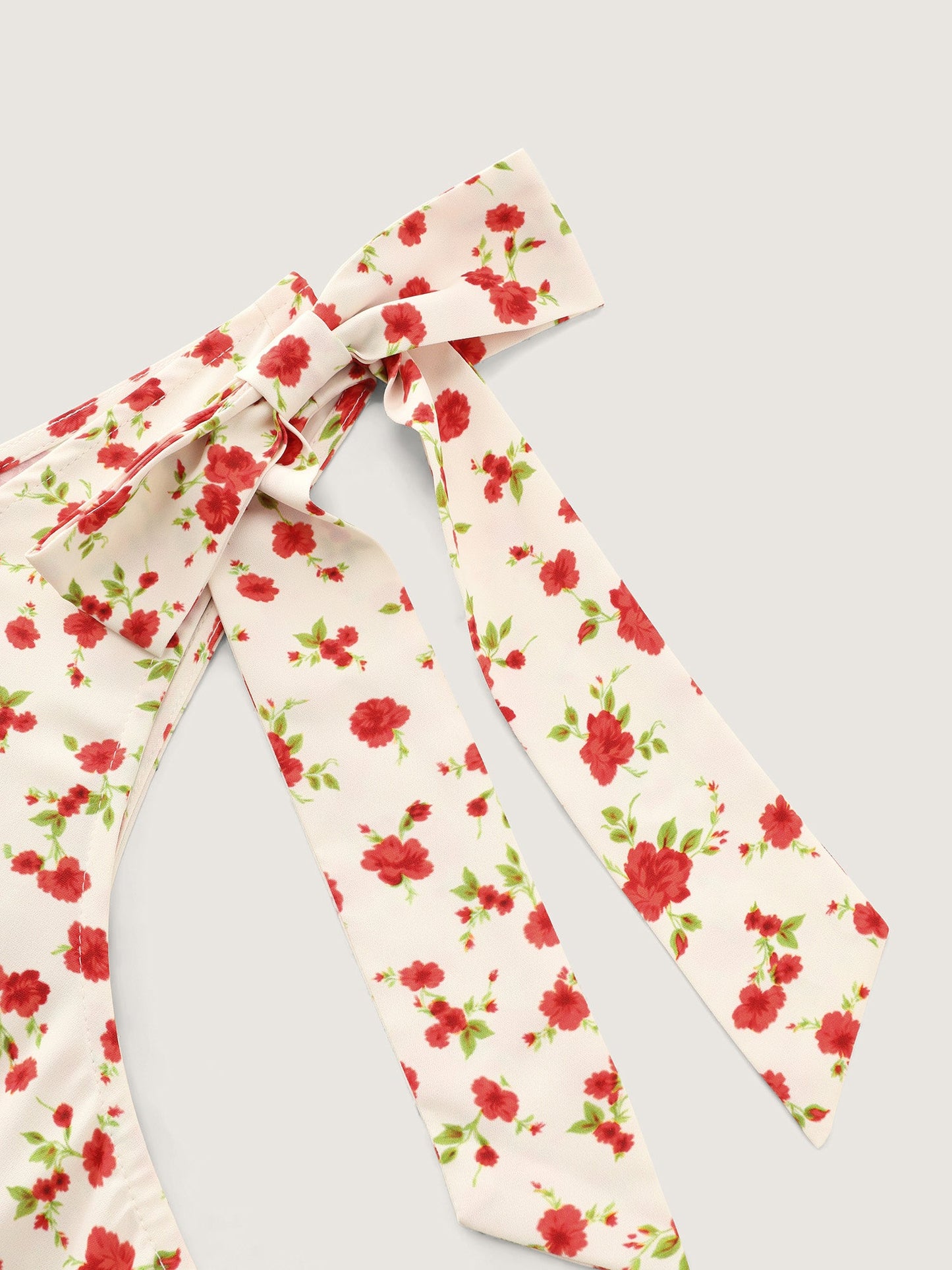 Floral Print Bowknot Shoulder Tank Top