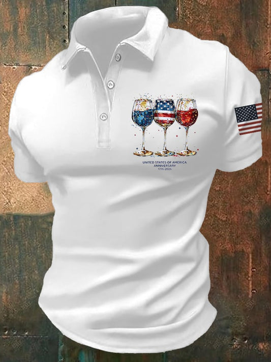 Men's America 250th Anniversary Print Casual Polo Shirt
