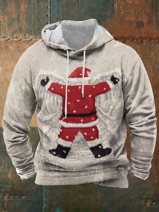 Men's Santa Print Hooded Sweatshirt