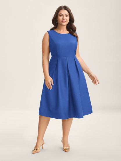 Classic Woven Inner Pleated Midi Dress