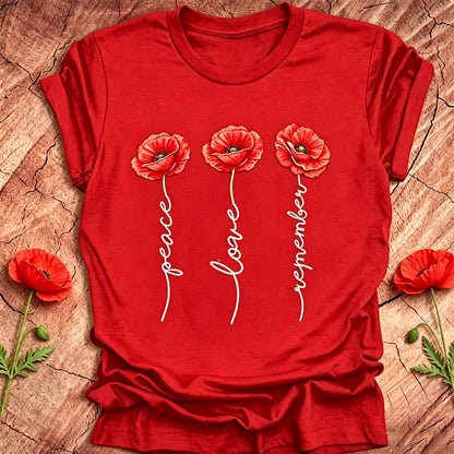 Women's Memorial Day Poppy Art Printed T-Shirt