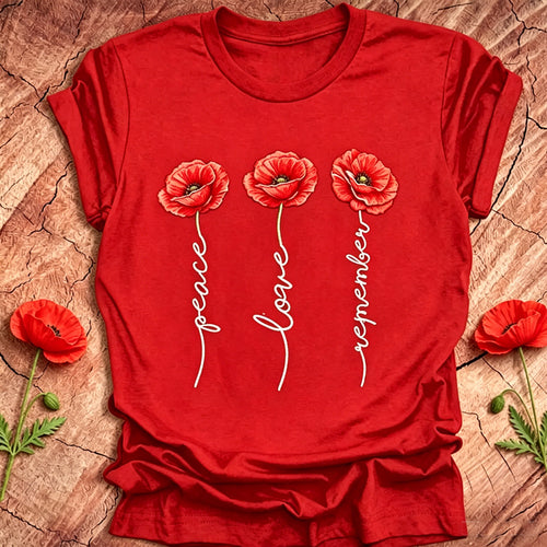 Women's Memorial Day Poppy Art Printed T-Shirt