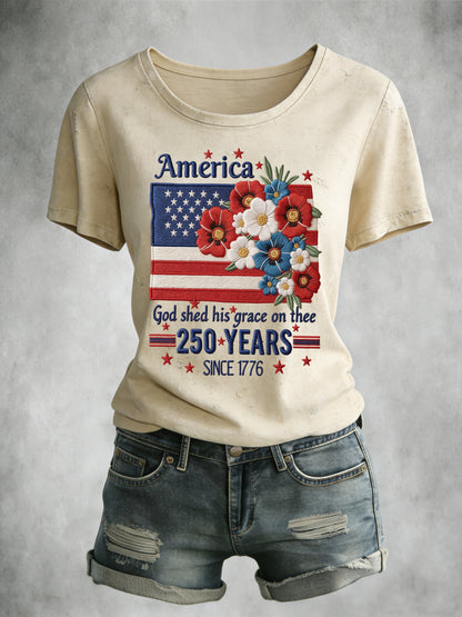 Women's American 250th Anniversary Print Crew Neck Top