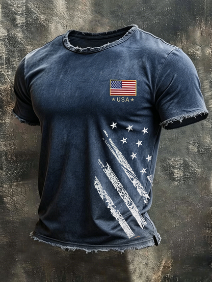 Men's American Flag Printed Casual T-shirt