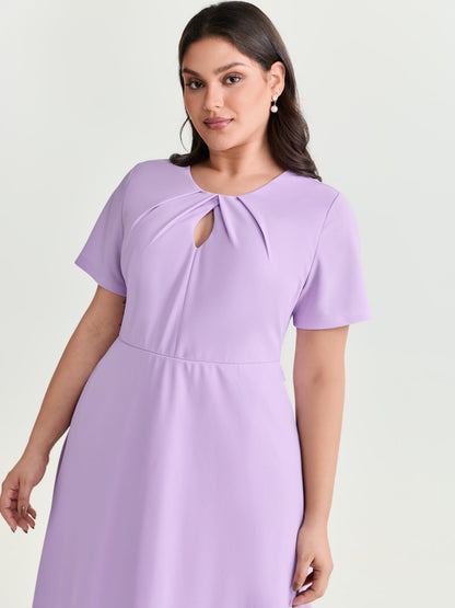 Stretchy Keyhole Neckline Fit And Flare Midi Dress