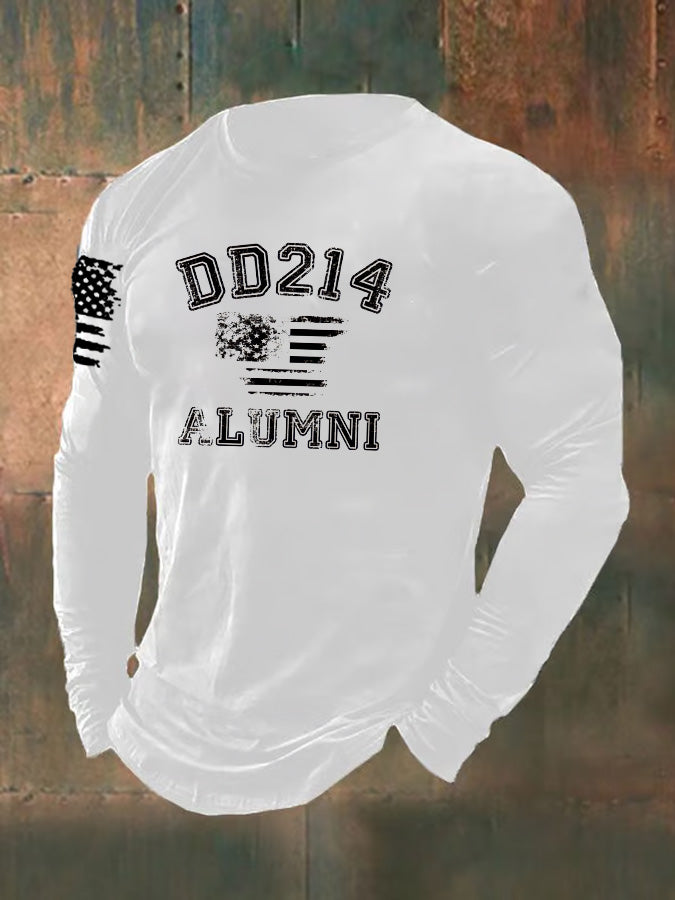 Men's DD214 Alumni Pattern Long Sleeve T-Shirt