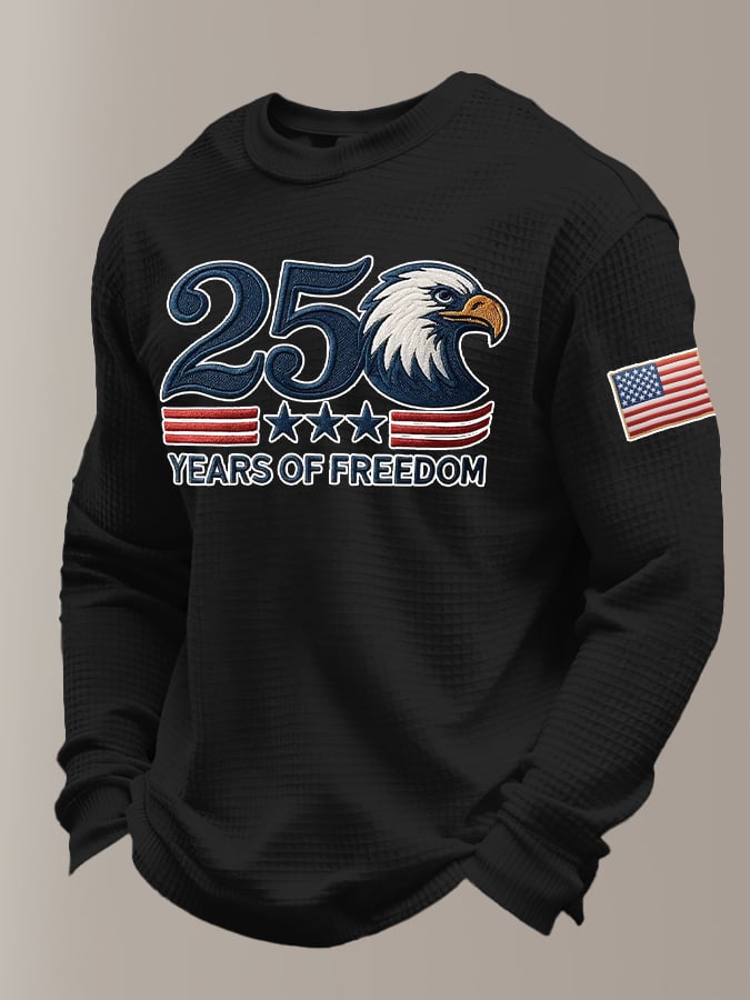 Men's Retro 250th Anniversary Print Casual Long-Sleeved Top