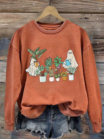 Women's Halloween Print Long Sleeve Sweatshirt