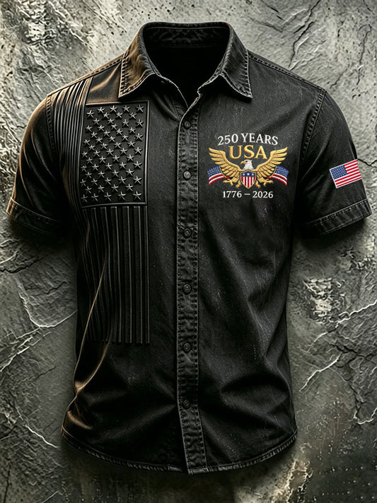 🔥Buy 3 Get 10% Off🔥Men'S America Flag Printed Casual Collar Shirt