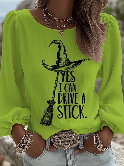 🔥HOT SALE🔥Women's Yes I Can Drive A Stick Printed Long Sleeve Shirt