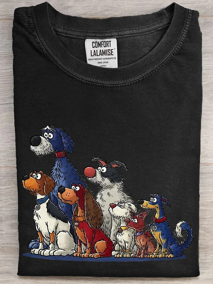 The Waiting Dog Art Casual Cotton Short Sleeve T-shirt