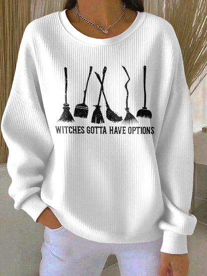 Women's Vintage Halloween Print Knit Long Sleeve Top