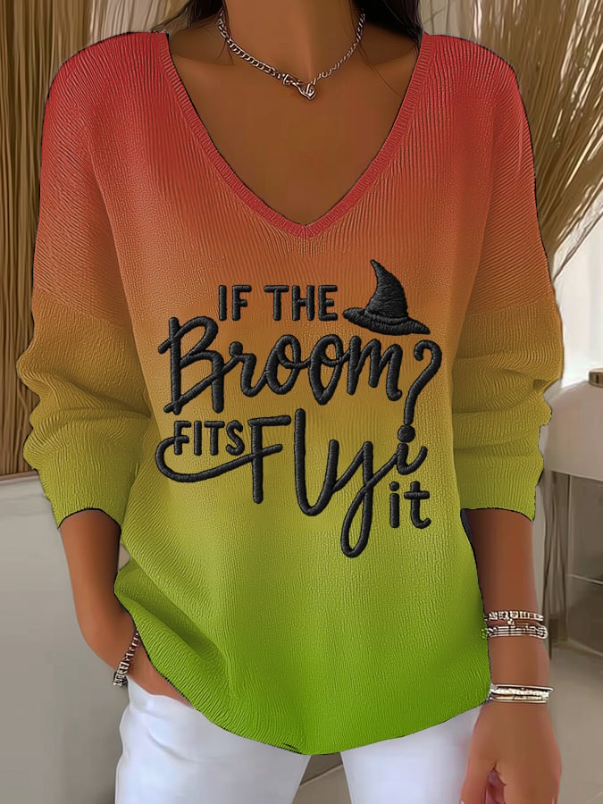 Women's Halloween Witch Print Drop Shoulder Top
