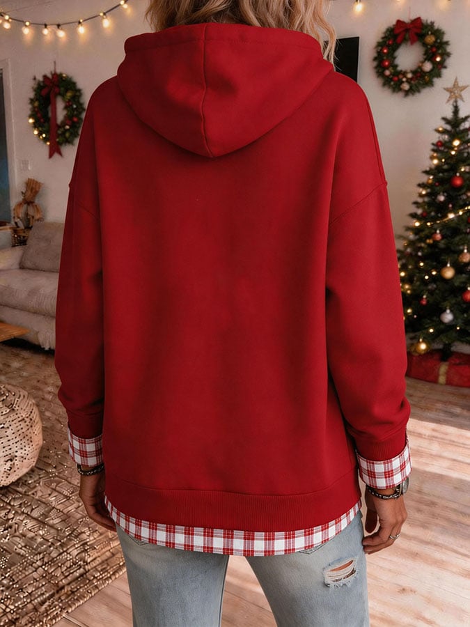 Women's Fabric Patchwork Faux Two-Piece Sweatshirt