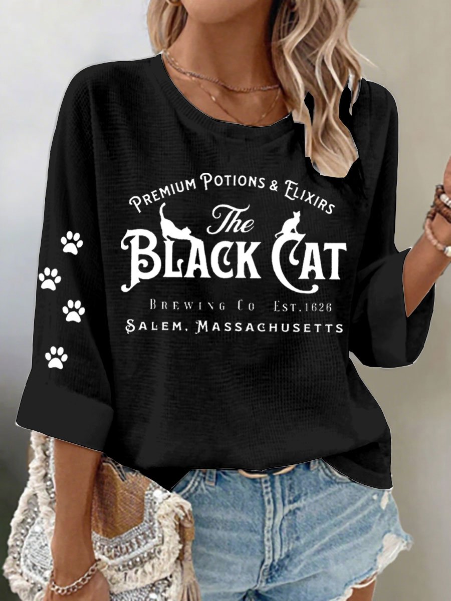 Women's casual Halloween Premium Potions and Flixirs The Black Cat Brewing Co T-shirt