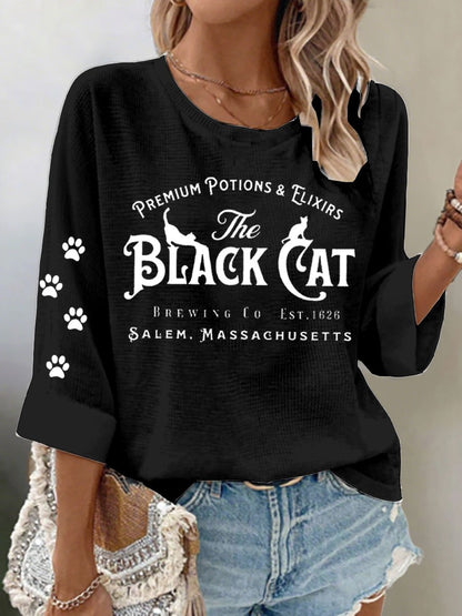 Women's casual Halloween Premium Potions and Flixirs The Black Cat Brewing Co T-shirt
