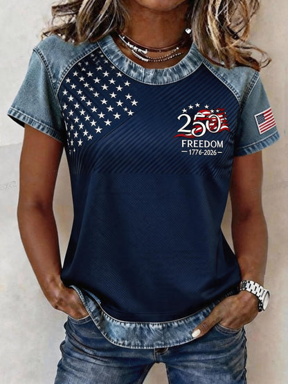 Women'S Independence Day Print Short-Sleeve Top