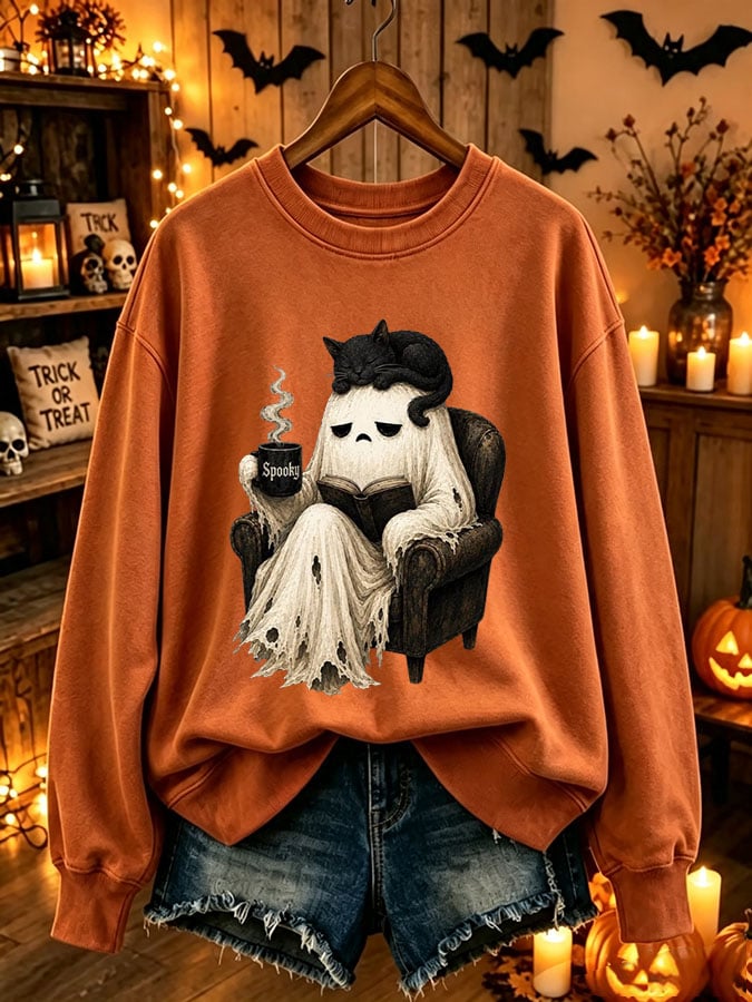 Women's Casual Printed Long-Sleeve Sweatshirt