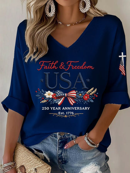 Women's American 250th Anniversary Faith & Freedom  Top