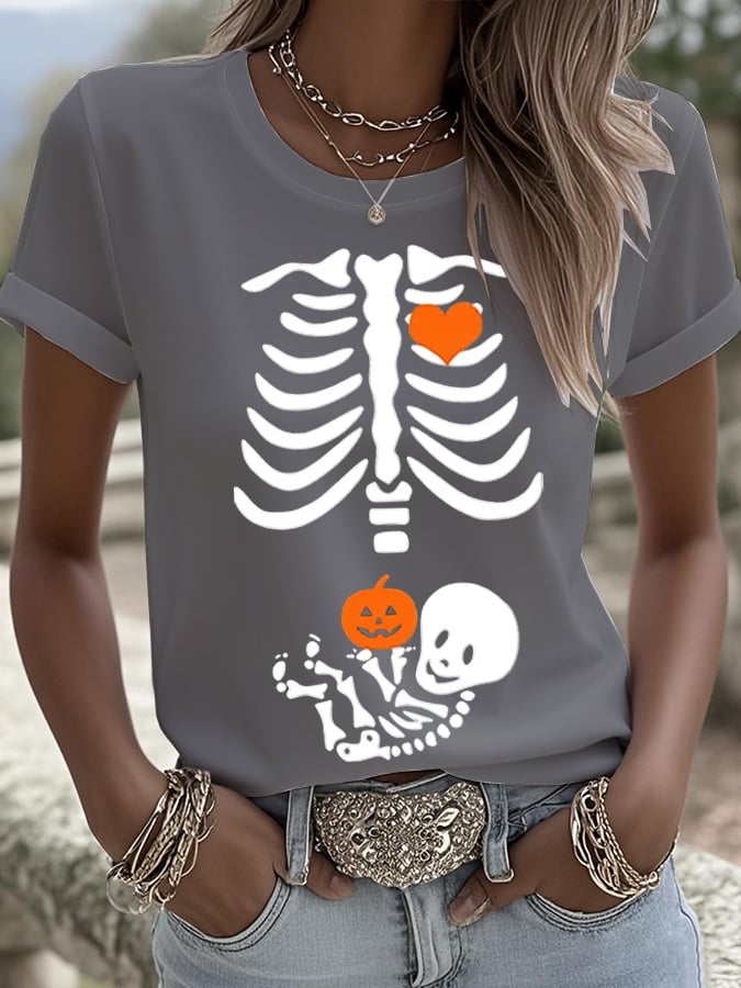 🔥HOT SALE🔥Women's Skeleton Halloween Maternity T-Shirt