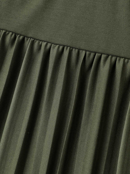 Pleated Skirt Triangular Waist Midi Dress