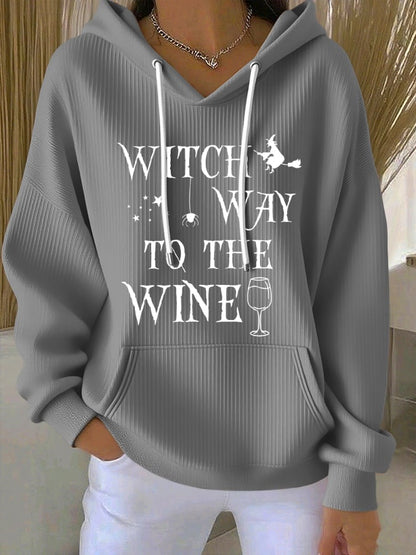 🔥Buy 2 Get 10% Off🔥Women'S Witch Way To The Wine Print Casual Hoodie